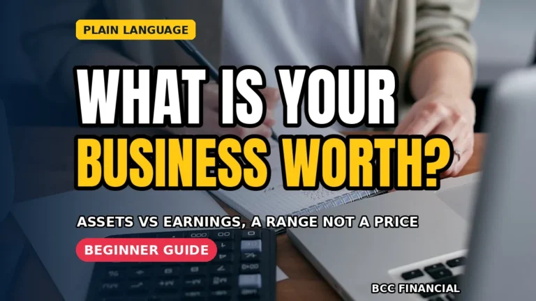 Owner reviewing accounts while exploring how much is my small business worth valuation basics at a tidy desk
