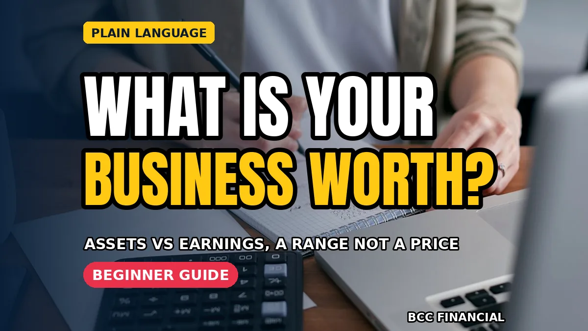Owner reviewing accounts while exploring how much is my small business worth valuation basics at a tidy desk