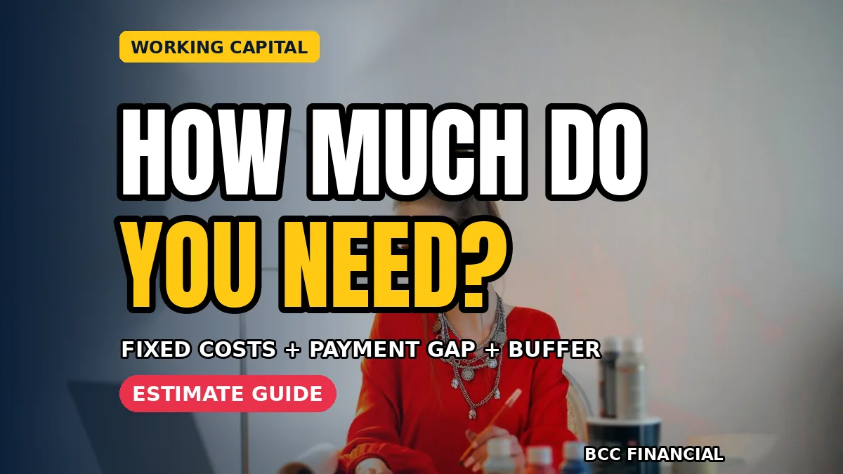 A small business owner calculating how much working capital small business estimate figures on a worksheet