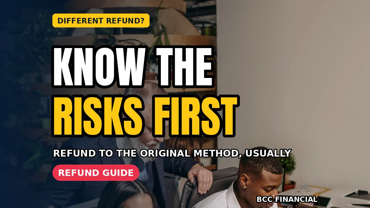 Manager reviewing refund different payment method than original risks at a shop counter with a receipt