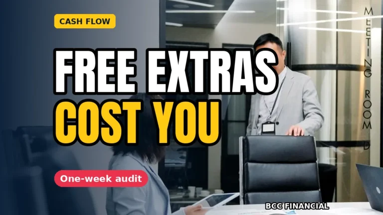 Illustration about the cost of free extras giveaways small business owners hand out, with a one-week audit checklist