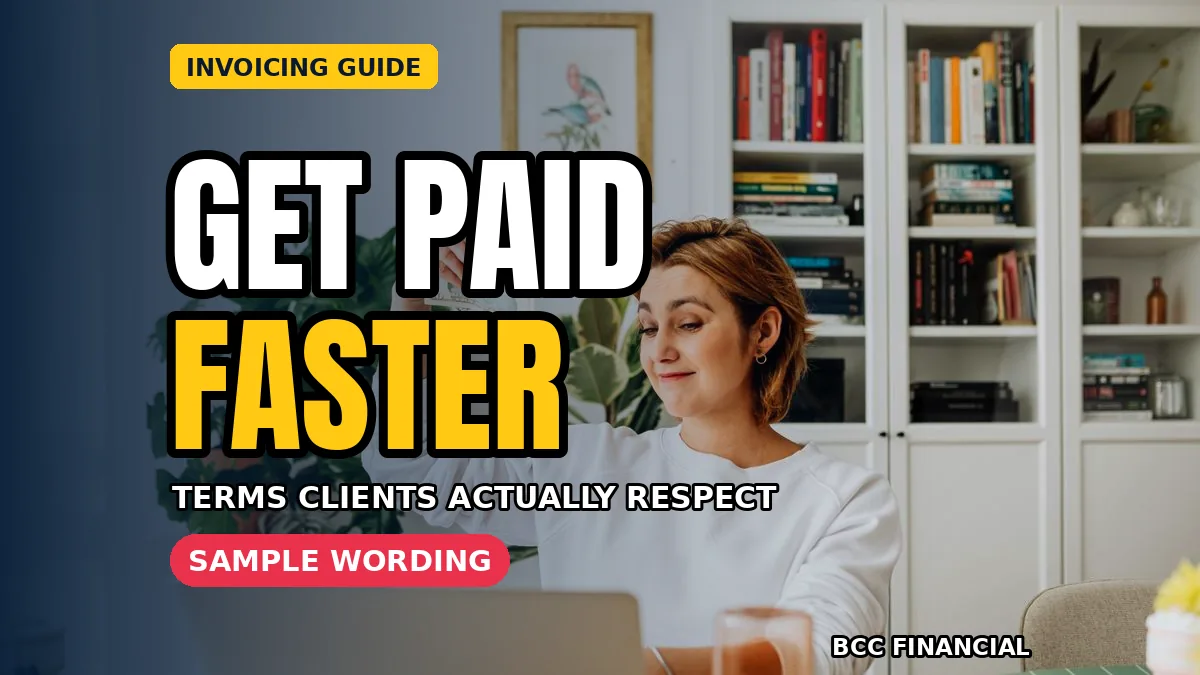 A business owner at her laptop reviewing invoice payment terms