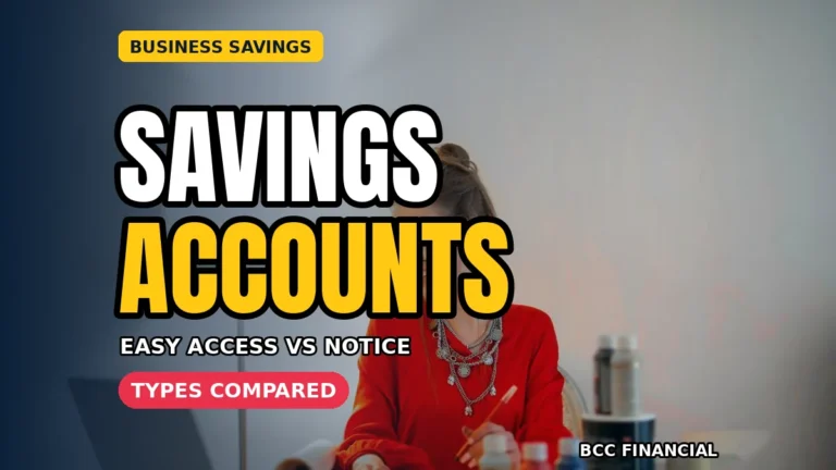 Business savings accounts: a businesswoman at her laptop comparing savings options