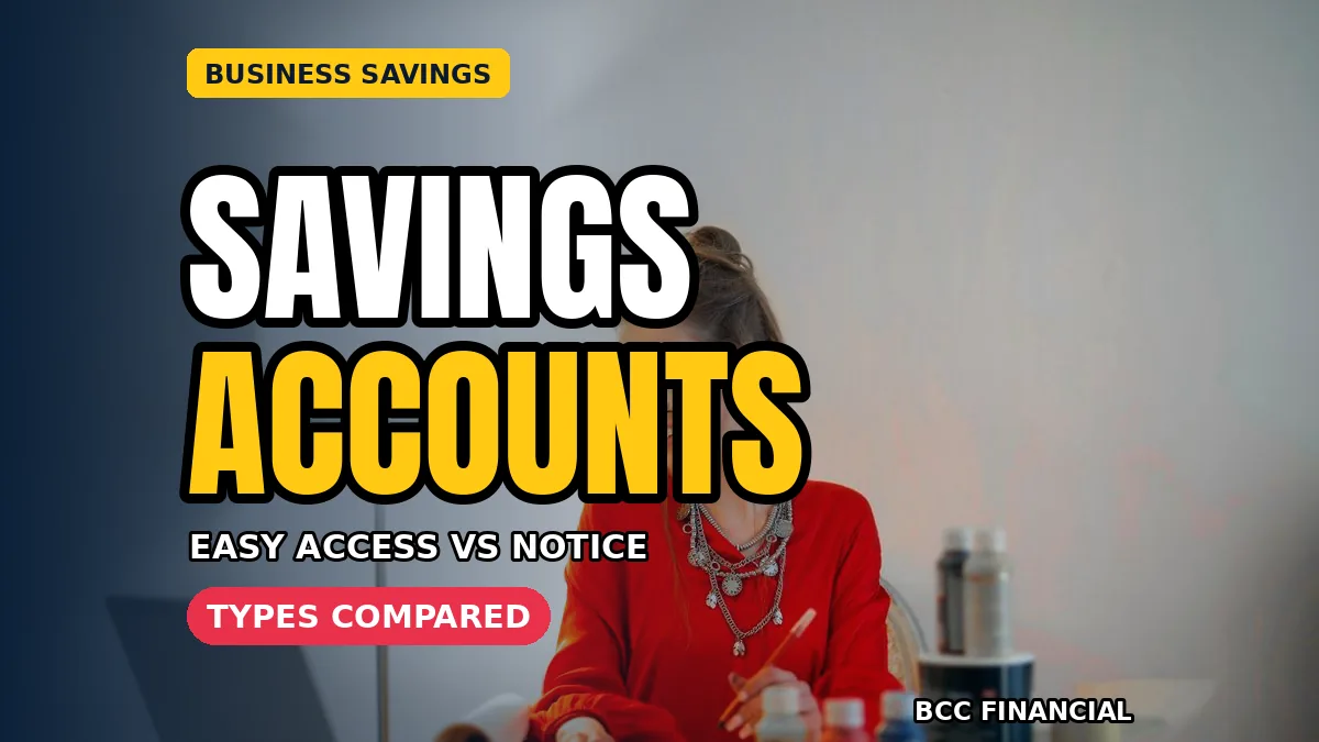 Business savings accounts: a businesswoman at her laptop comparing savings options