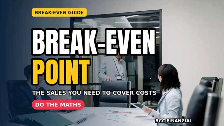 Owner learning how to calculate break even point with a calculator and cost list