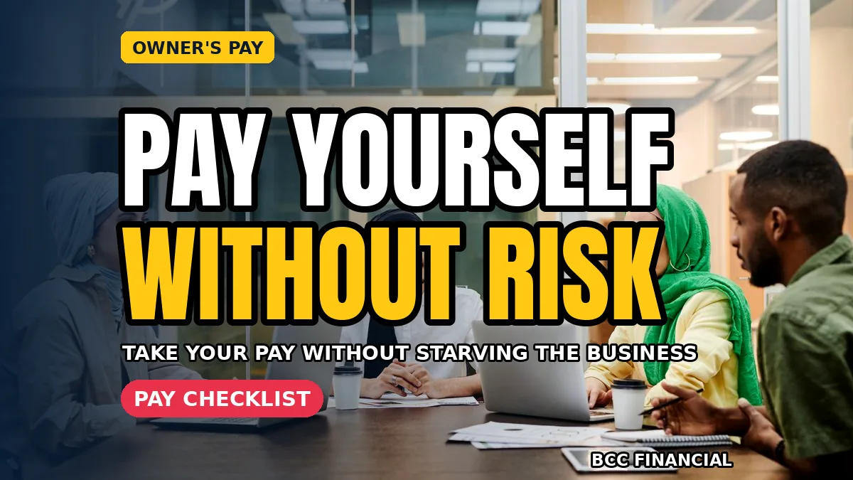 Guide on how much to pay yourself small business owners can follow at a desk with a calculator