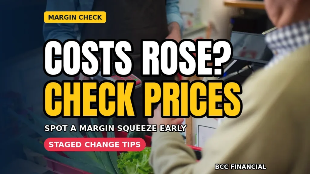 Worksheet comparing current prices with full costs for best-selling products to show what each sale leaves