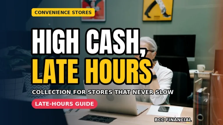 Store worker using cash collection for convenience stores routine at a till during evening trade