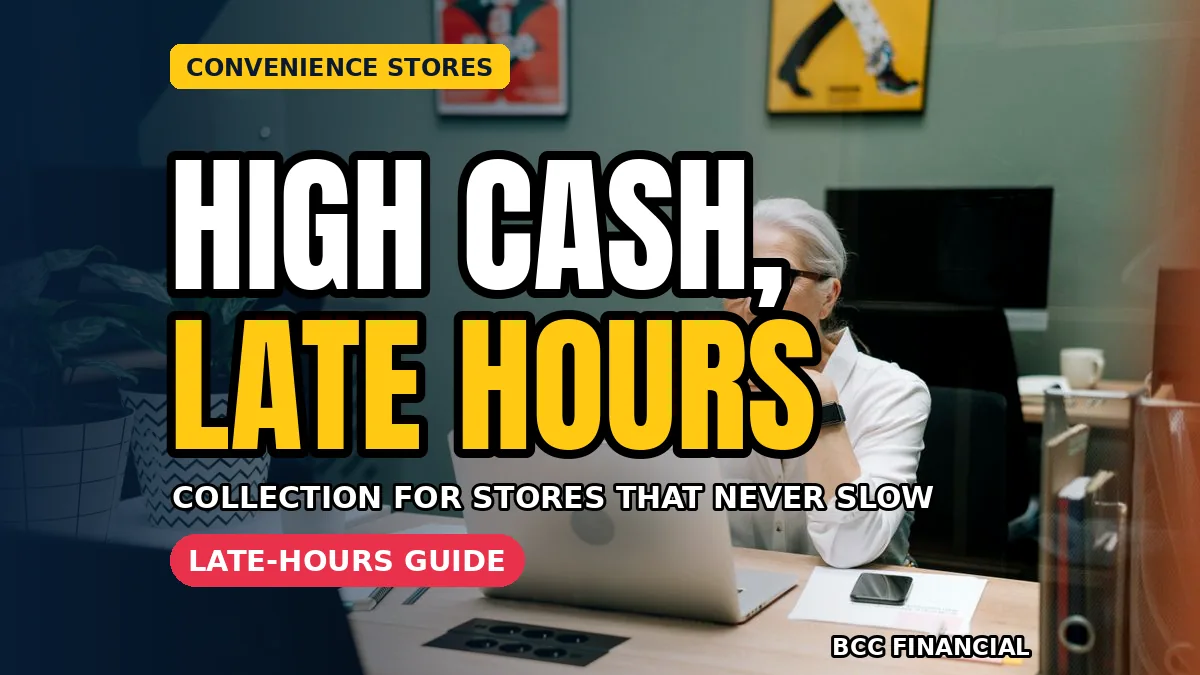 Store worker using cash collection for convenience stores routine at a till during evening trade