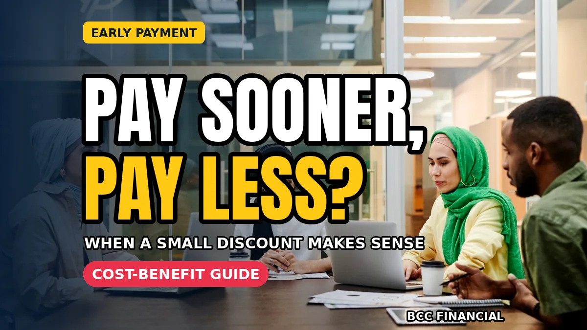 Business owner offering early payment discount for customers on a clear invoice with payment dates