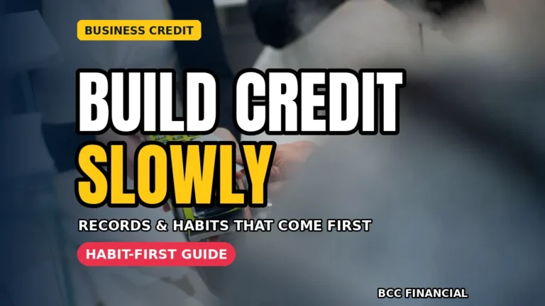 Owner learning how to build business credit history with organised business records