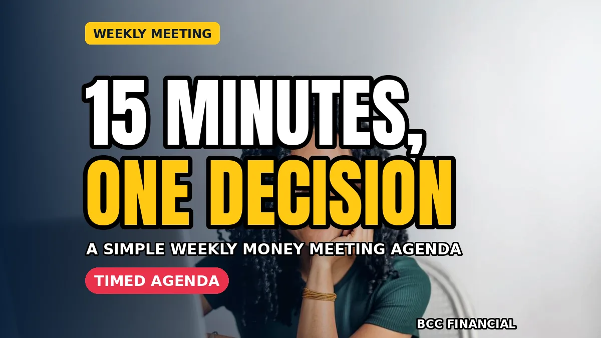 Owner using a weekly cash flow meeting agenda small business checklist at a desk