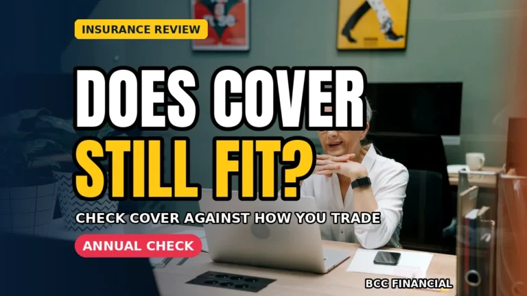 Owner working through a small business insurance review checklist at a desk
