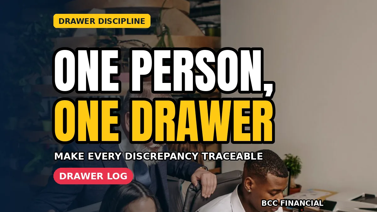 Cashier counting a float under one cashier one cash drawer accountability at the start of a shift
