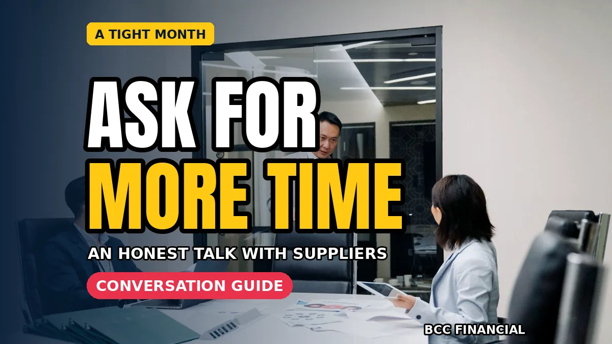 Owner making an honest phone call about asking suppliers for payment extension while reviewing invoices at a desk