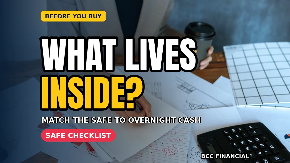 Owner checking overnight cash volumes and till paperwork sizes before choosing the right safe capacity