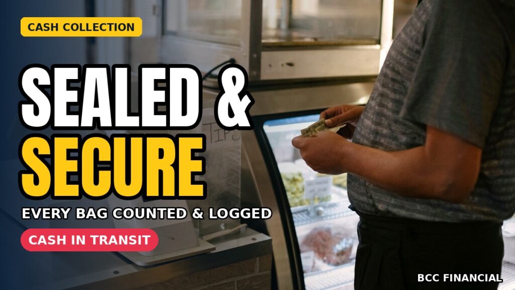 Cash collection banking services: a person paying with cash at a retail shop counter
