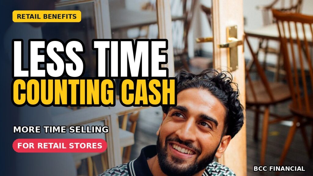Cash collection services for retail stores: a happy customer paying by card at a café table