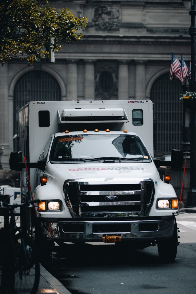 An armoured cash transport vehicle used for secure bank deposit runs