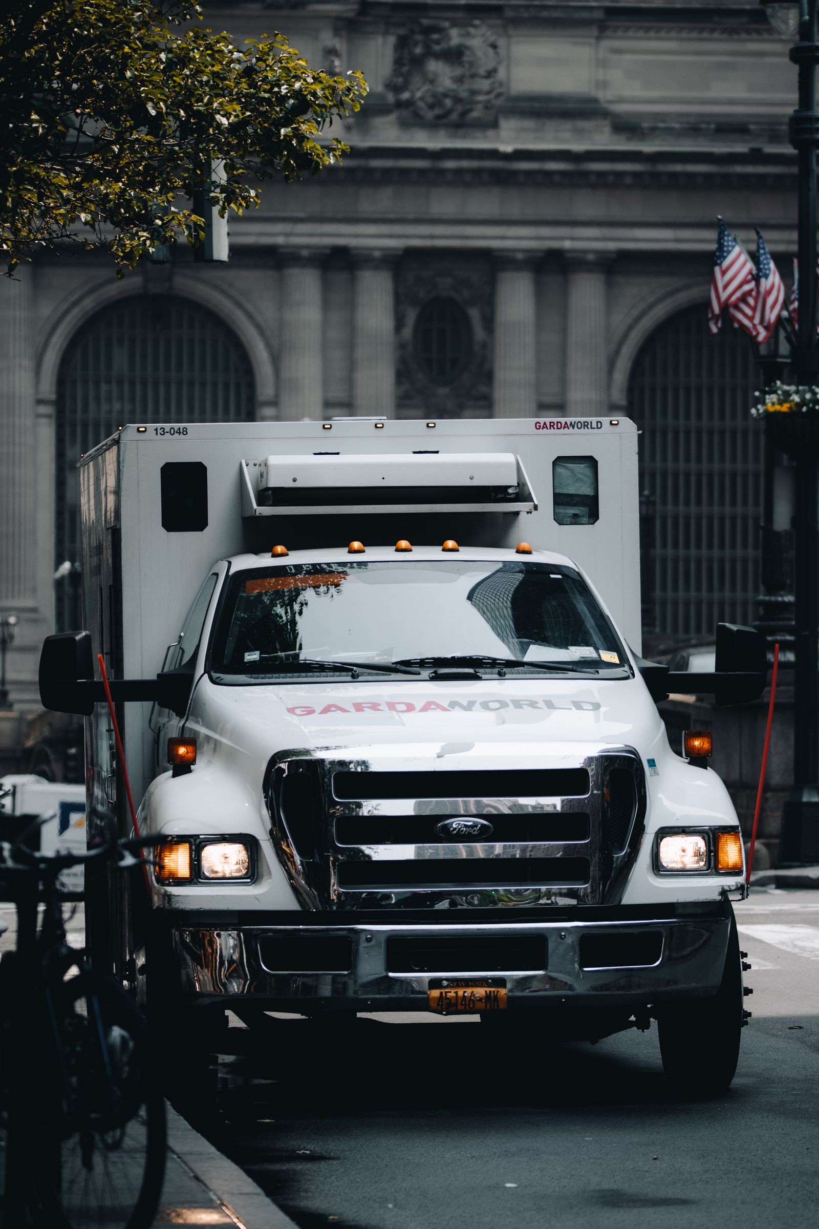 An armoured cash transport vehicle used for secure bank deposit runs