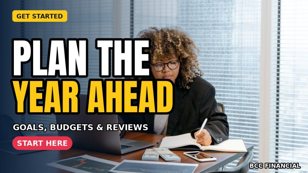 Financial planning for small businesses: a businesswoman writing plans in a notebook at her office desk