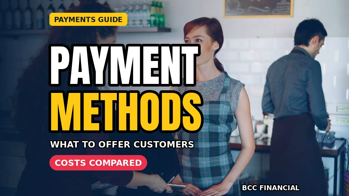 Payment methods for small businesses: café staff serving a customer at the payment counter